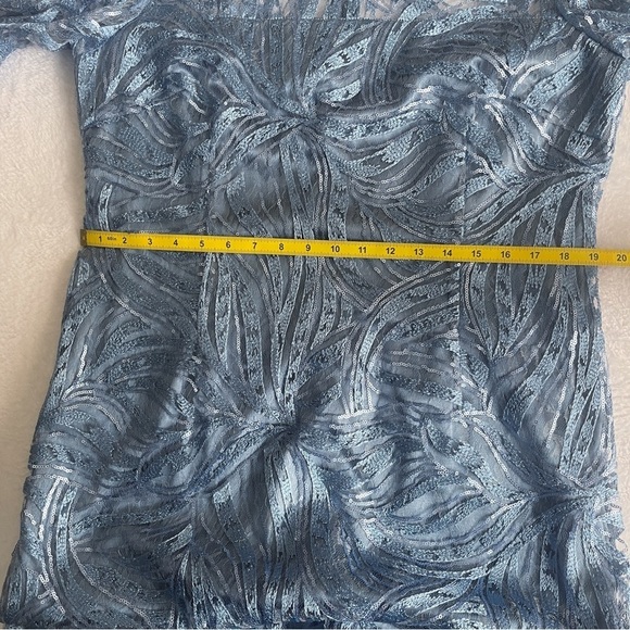 Tahari ASL Periwinkle Blue Sequin Lace Overlay Cocktail Dress Women's 16 - Picture 6 of 14
